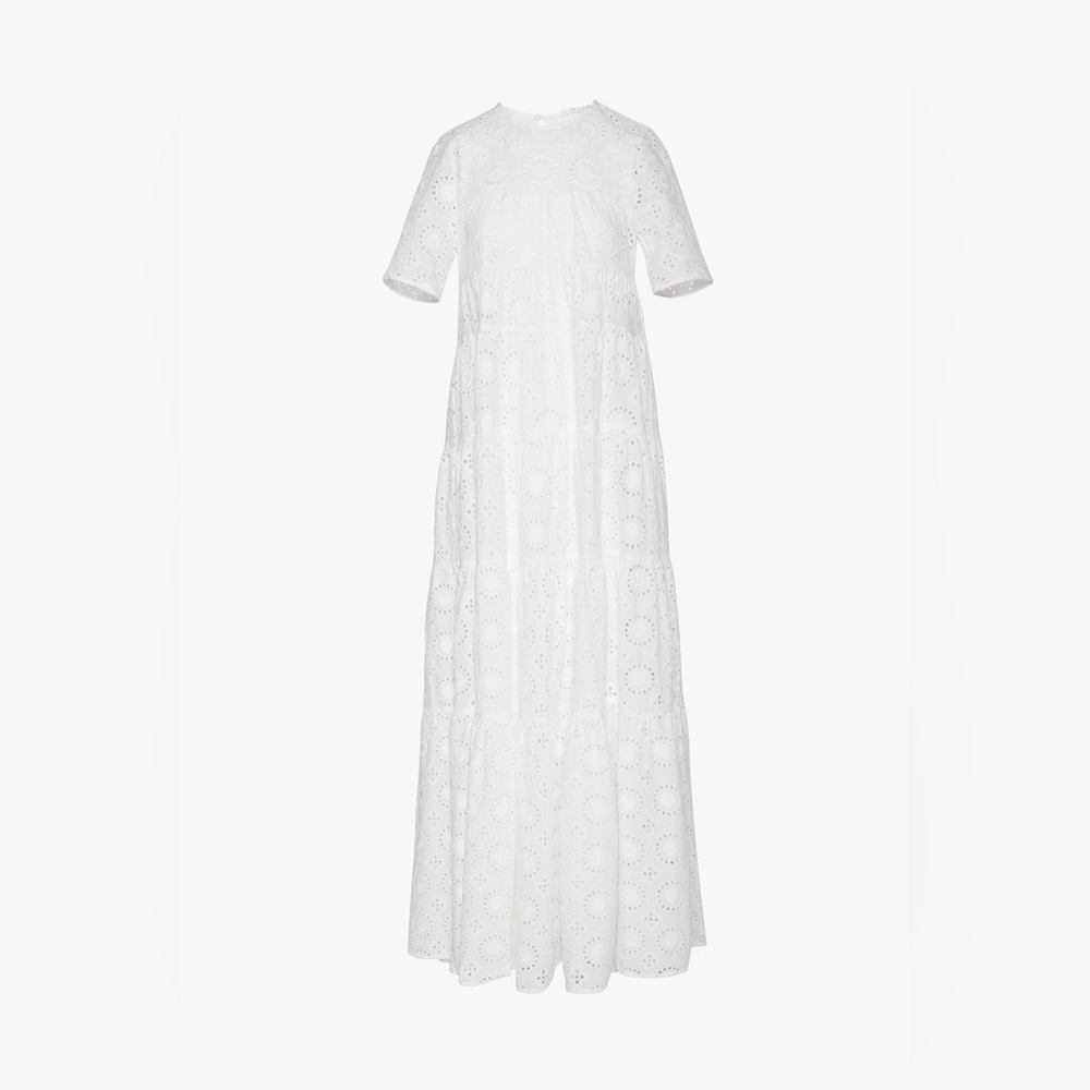 NWT Staud Hyacinth White Eyelet Tiered Maxi Dress Size Small 100% Cotton - Picture 3 of 16